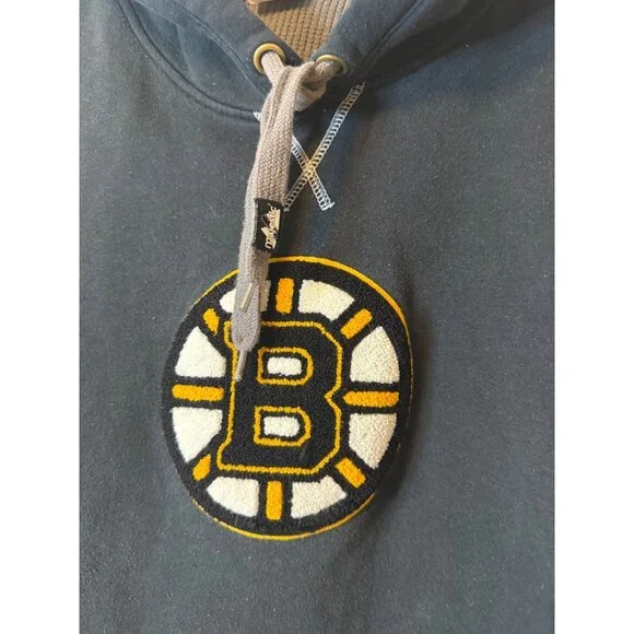 Boston Bruins Majestic NHL Hoodie Sweatshirt Waffle Knit Lined Size L Eastern Co - Picture 6 of 16